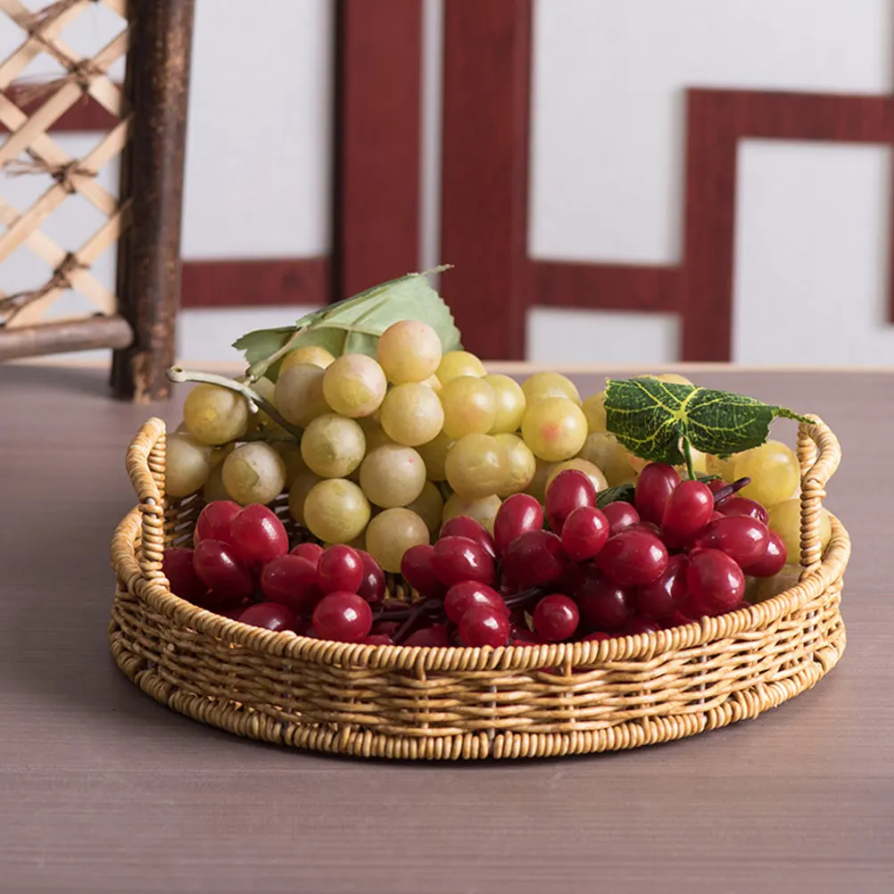 

Rattan Bread Basket Kitchen Food Serving Holder Woven Fruit Basket Storage Organizer Large Capacity Easy Clean Home Hotel Coffee