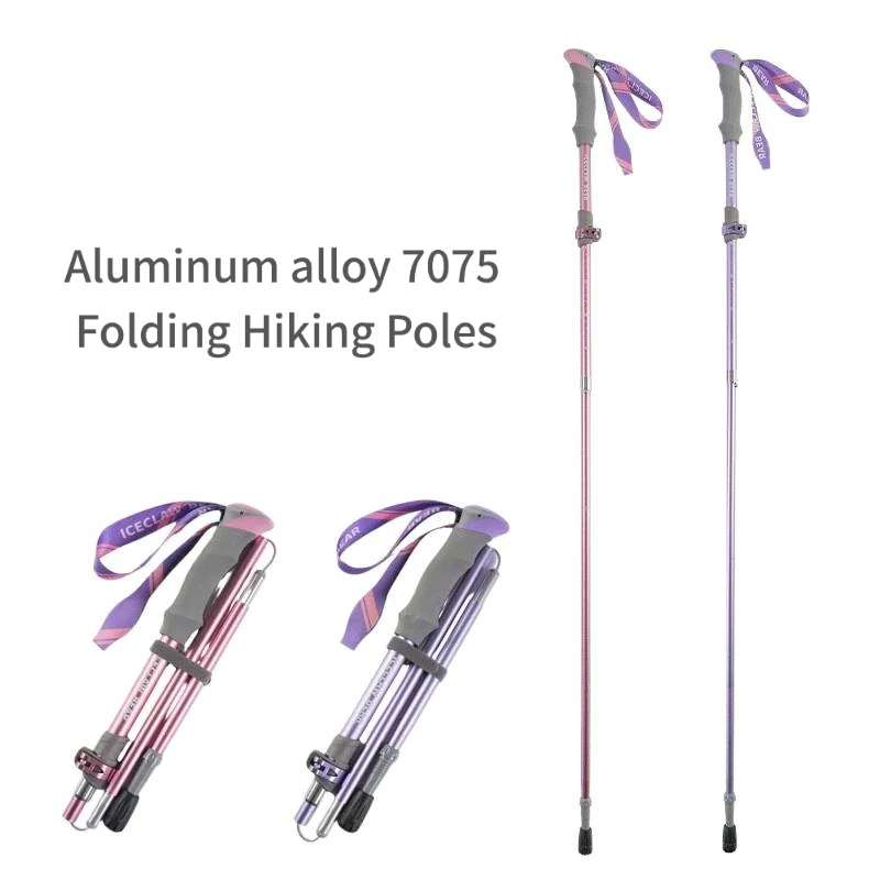 5-Fold Professional Hiking Poles 7075 Aluminum Alloy Ultralight External Lock Trekking Sticks for Trail Running Camping Hiking