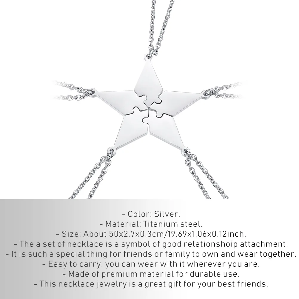 

5 Pcs Pentagram Pendant Necklace Friends Necklaces Key Ring Fashion Puzzle Miss