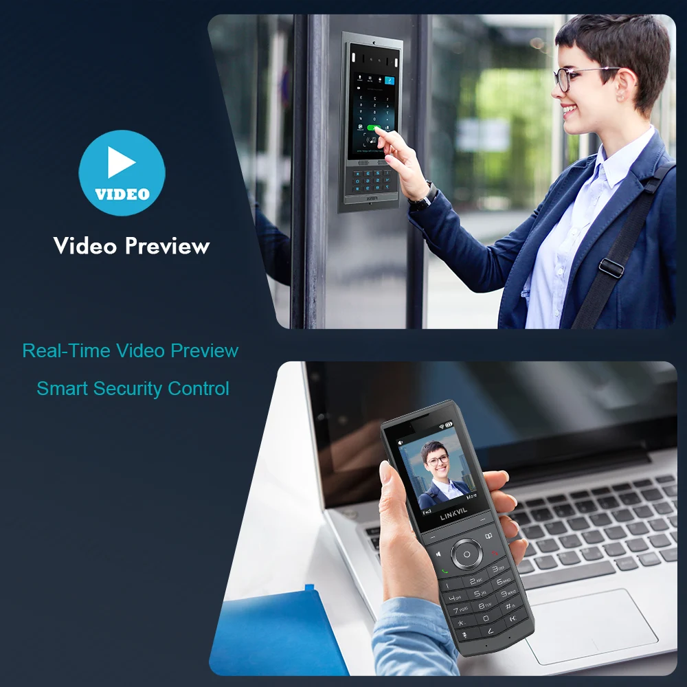 LINKVIL هاتف فيديو لاسلكي واي فاي SIP VoIP محمول باليد قابس أمريكي لمكتب الفنادق المنزلية - هاتف SIP محمول بمروحة صوتية #2