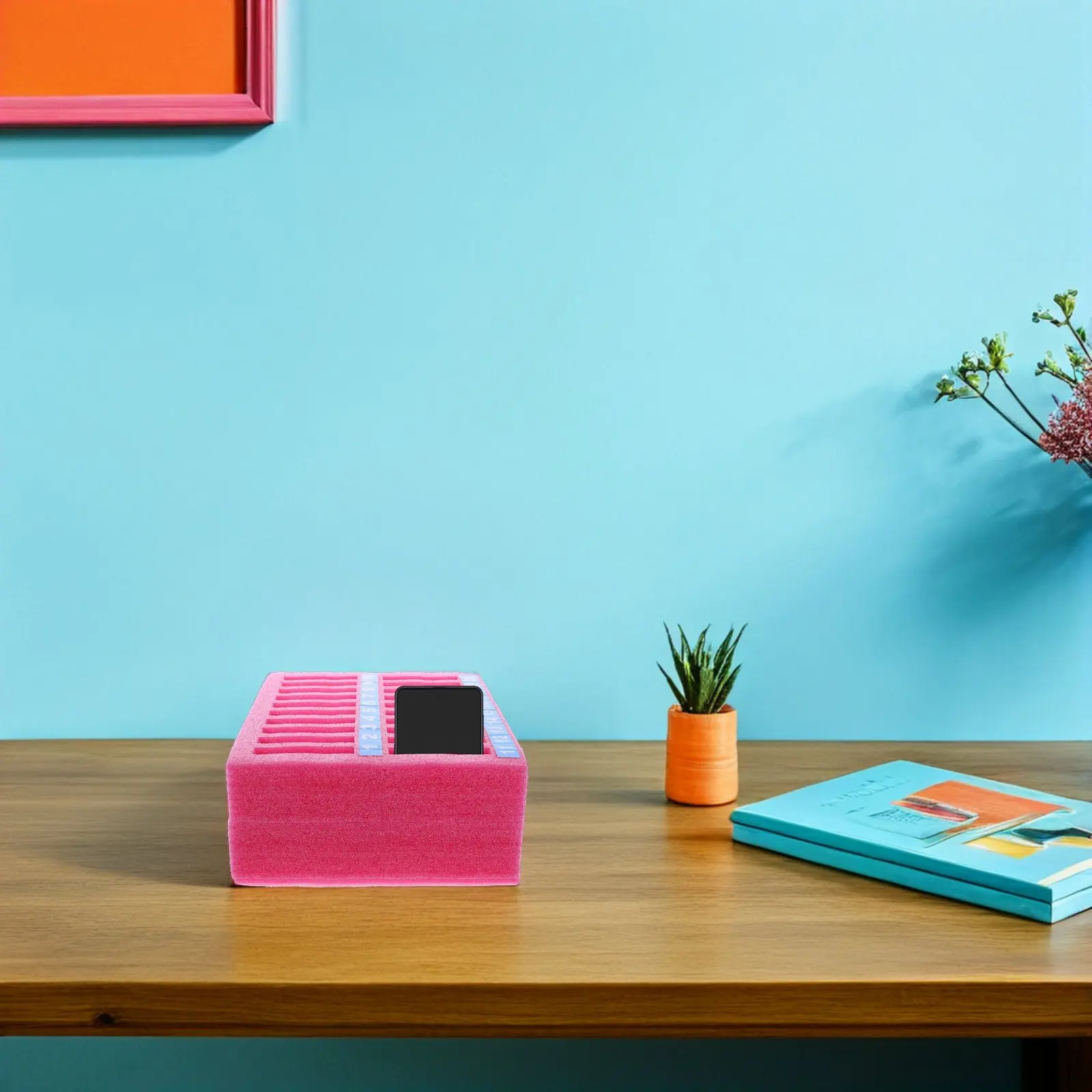 

Pearl Cotton Mobile Phone Box Cellphone Holder for Classroom Desktop Organizer Phones 20-grid Foam Storage