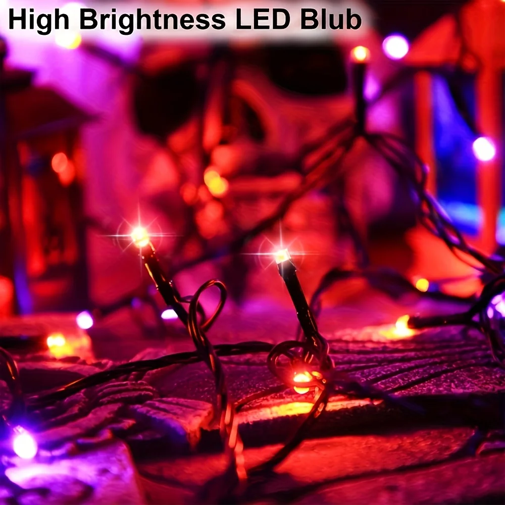 

Halloween Decorations 2 Pack 100 LED Solar Light Outdoor 8 Lighting Modes Orange and Purple Bedroom Festives Garden Lights