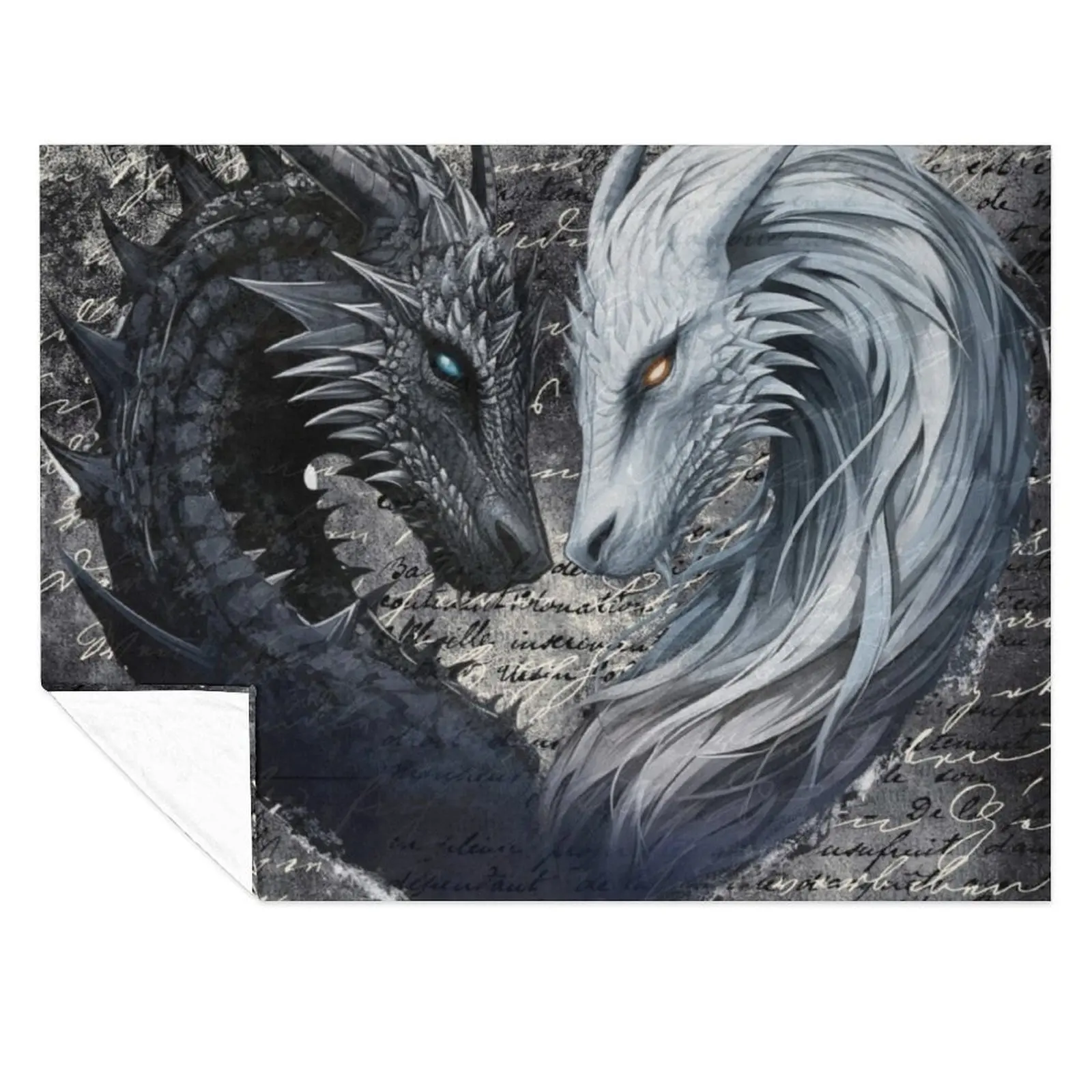 

Eternal Dance of Light and Dark Dragons Art Throw Blanket Multi-Purpose Bed Flannel Fabric manga Blankets