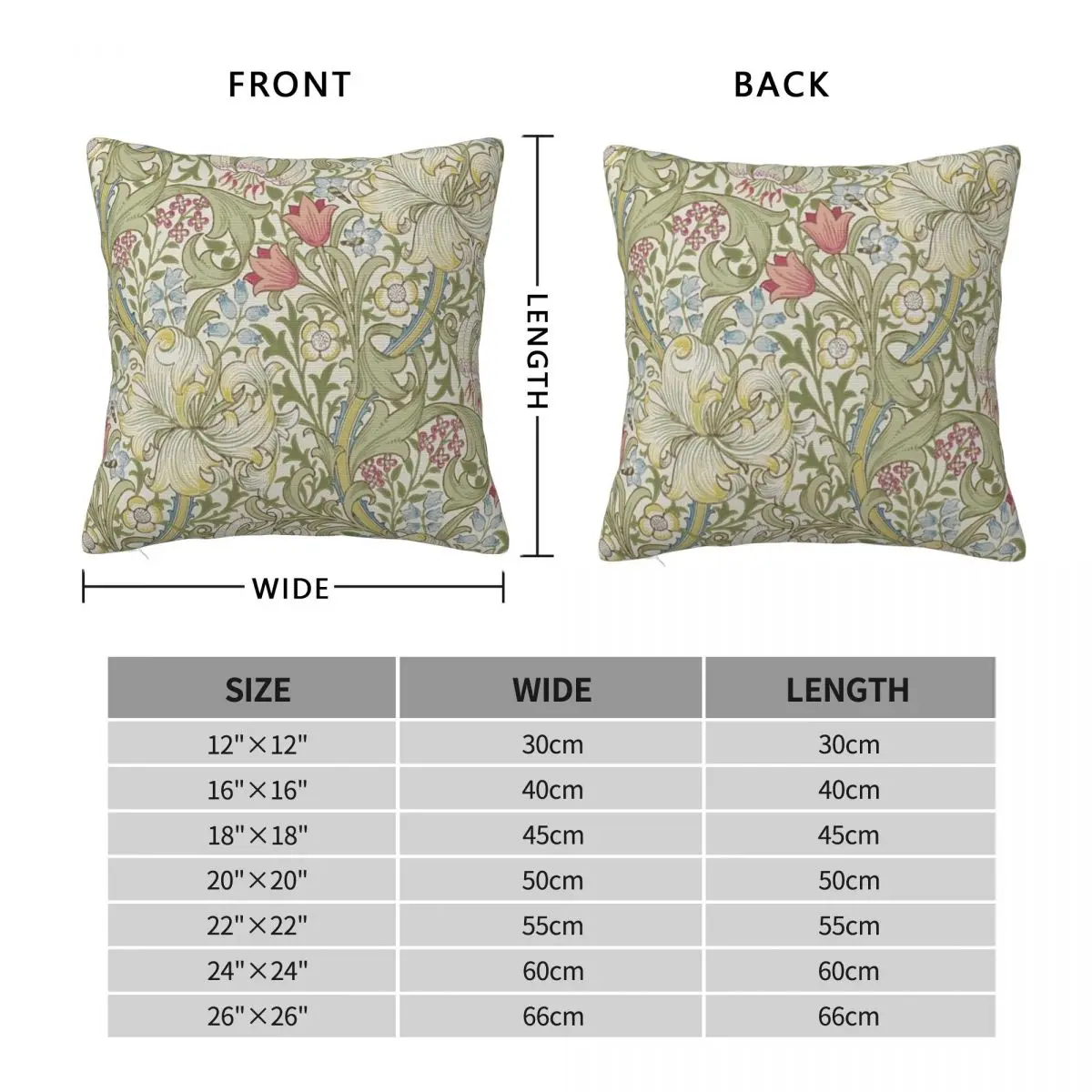 William Morris Pillowcase Polyester Linen Velvet Printed Zip Decor Pillow Case Sofa Seater Cushion Cover