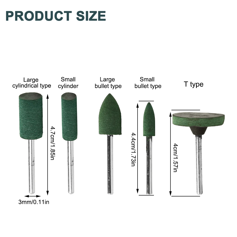 5 шт., 3 мм, шлифовальная головка из сплава/резины, керамическая шлифовальная головка, полировальный абразивный круг для вращающихся электроинструментов