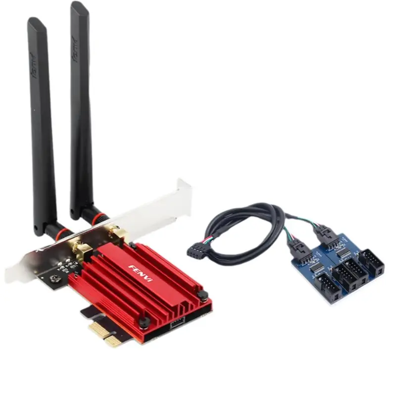 

Precisionn Wifi 7 PCIE Wifi Adapter Tri-Band With 9 Pin 1 To 4 USB2.0 Splitter BT5.4 Motherboard Interface Extension Cable