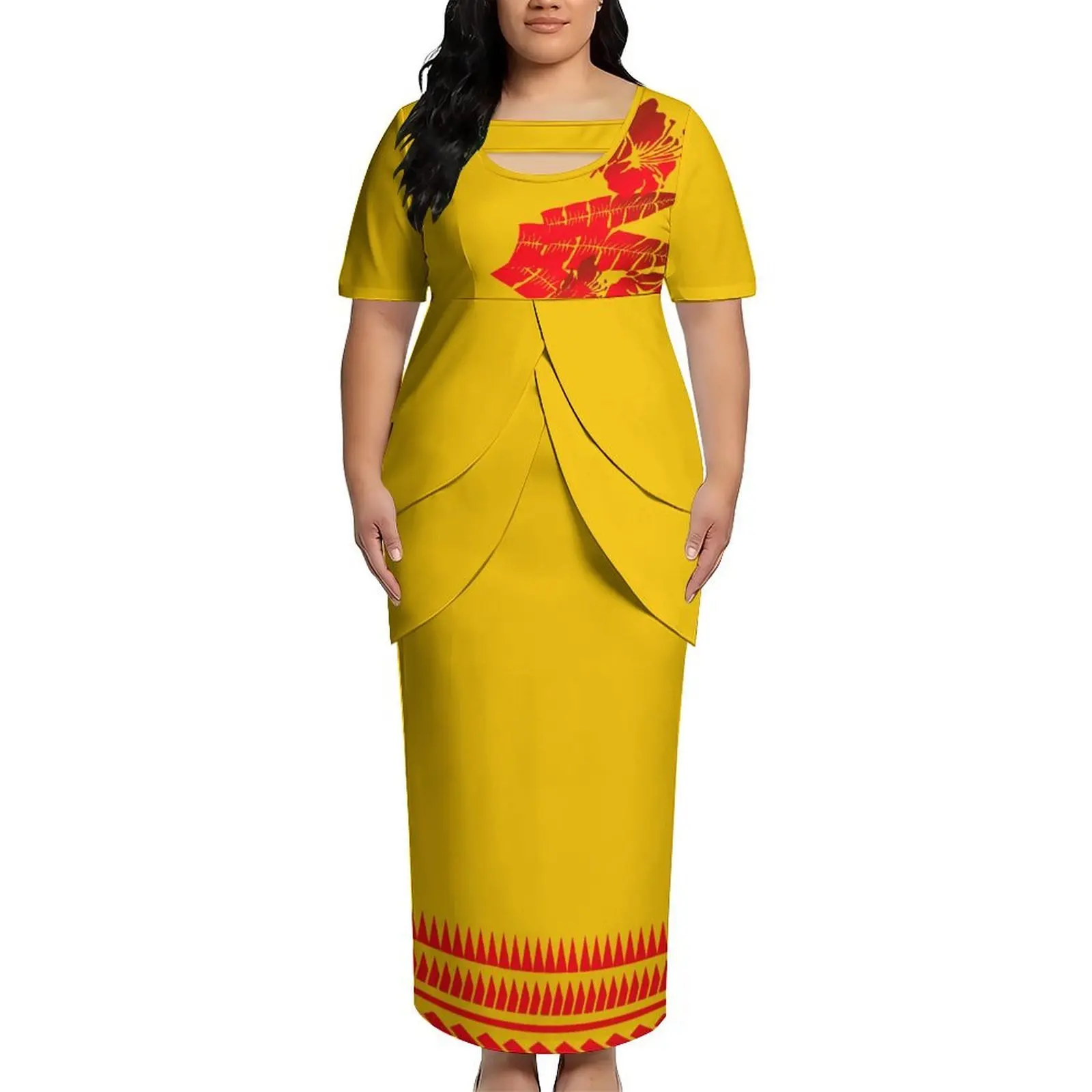 Puletasi New Design Short Sleeved Long Dress Customized Top And Skirt Knee Length Dress Party Top And Skirt Soft Fabrics - Image 3