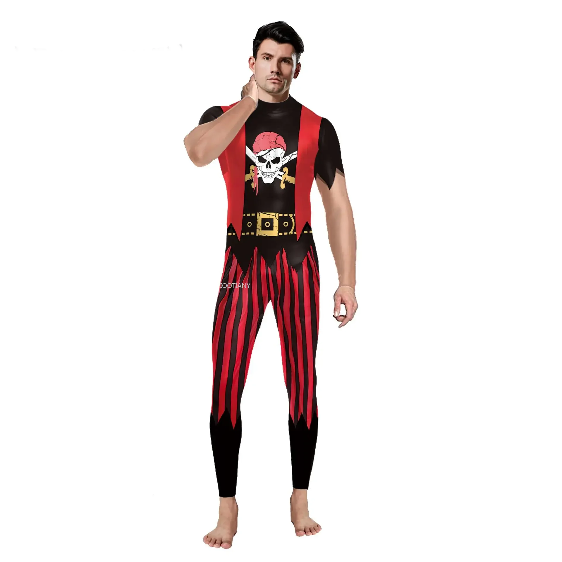 Roupas combinando Halloween, Cosplay 3D Pirate Costume, Catsuit Sexy Pai-Filho, Bodysuit Zentai de férias, Show Clothes, 2024