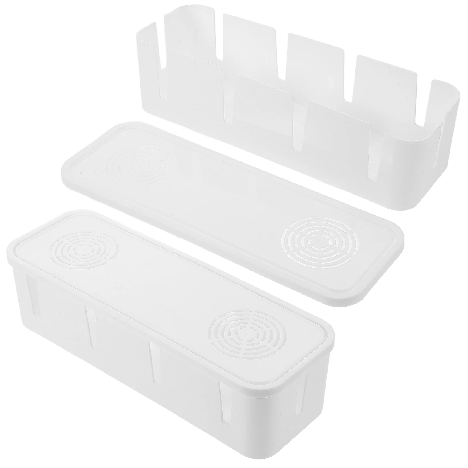 

2 pcs Power Cord Storage Box Cable Organizer For Power Strip Wire Management Holder Data Headset Durable Plastic