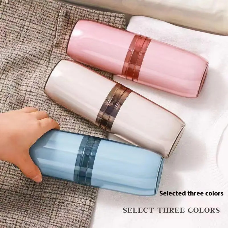 

4 Pcs Travel Storage Cup Travel Portable Toothbrush Cup Home Dental Cylinder Toothbrush Storage Box Travel Home Wash Set