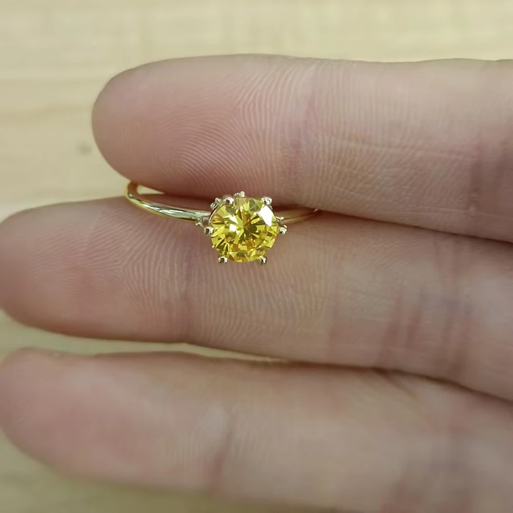 ROXI-amarillo redondo Brillante De plata de ley 925 para mujer y niña, joyería fina para fiesta de boda, anillos