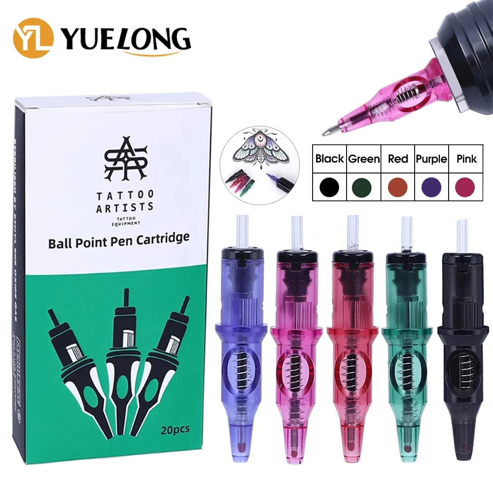 

Ballpoint Tattoo Cartridge Needles 5 Colors Practice Needles for Drawing Practice Tattoo Beginner Refill Multicolor Stippling