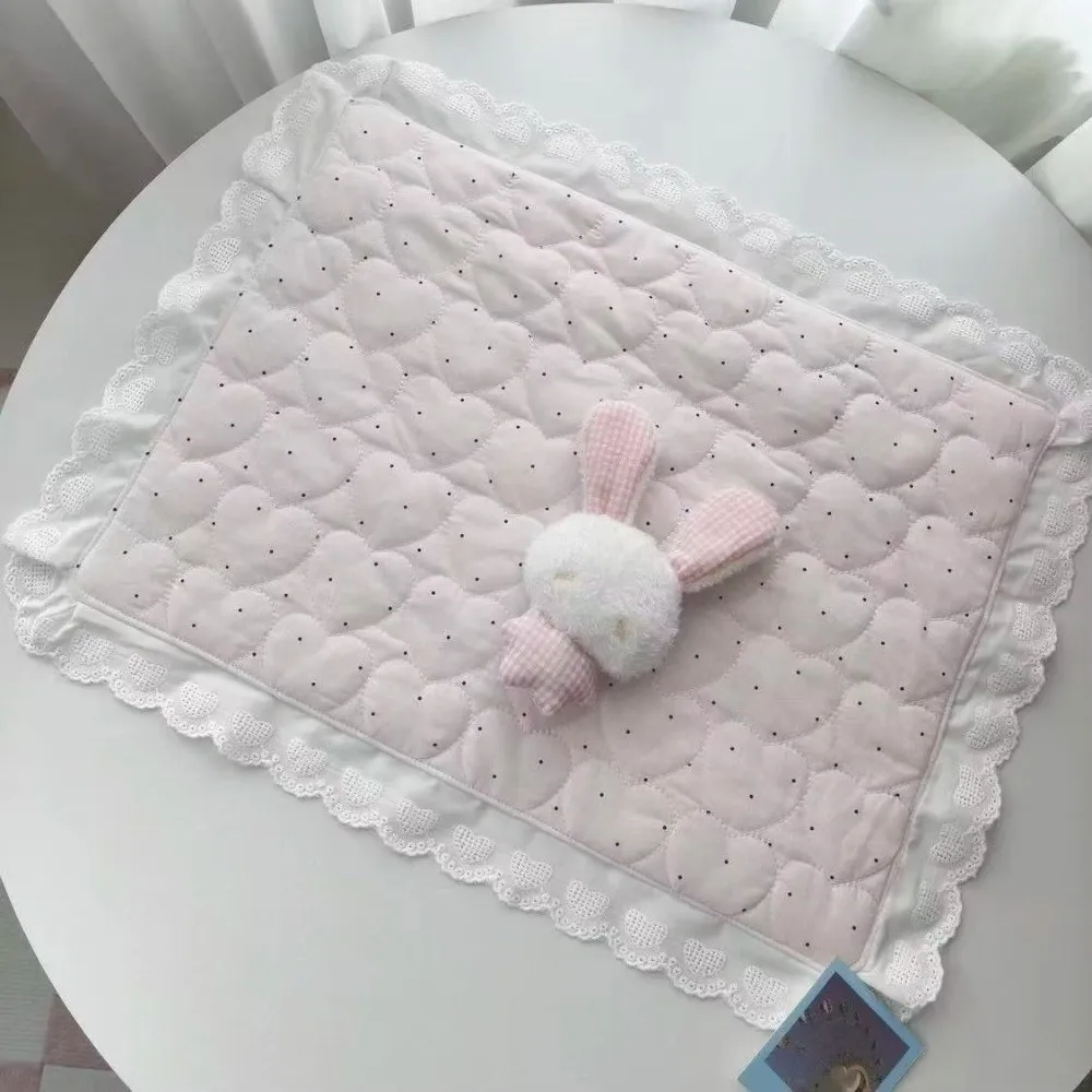 Love Lace Design Decorative Placemat Plaid Pattern Polka Dot Pattern Decorative Tablecloth Korean Style Coaster Set view 3