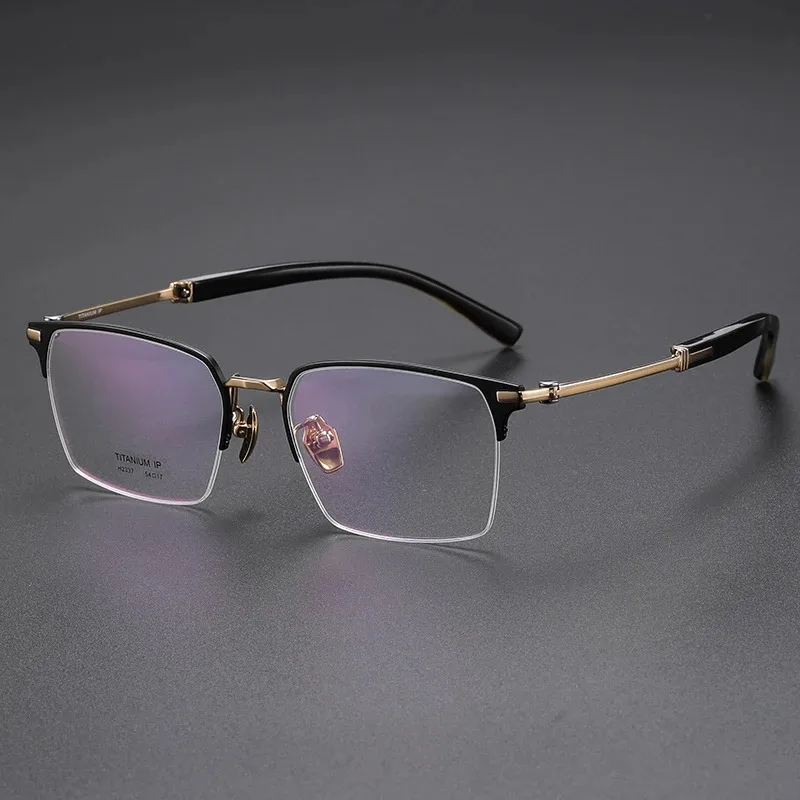 High Quality Ox Horn Pure Titanium Square Eyeglasses Frames With Design 2337 Men Women Glasses Frame glass Spectacle
