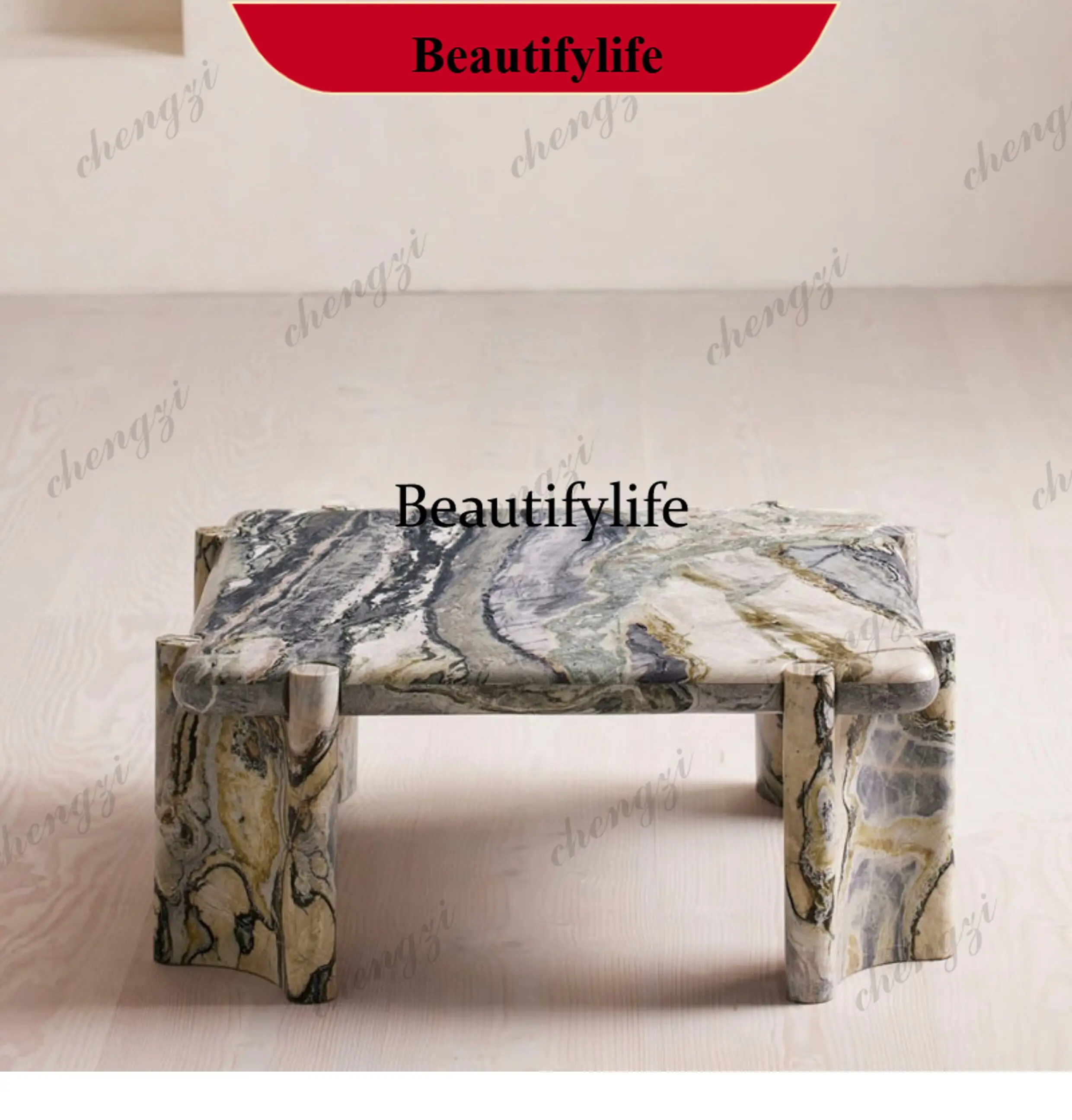 z183 Italian light luxury natural jadeite marble coffee table, villa household square coffee table