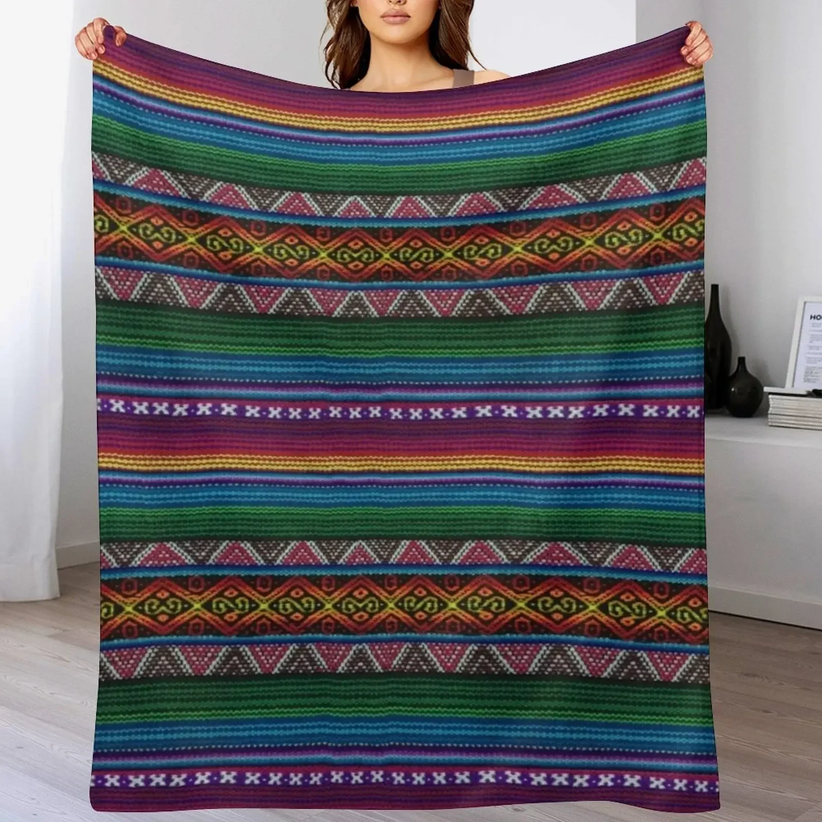 Peruvian textile pattern Throw Blanket Hairys Stuffeds Sofas Beach Blankets