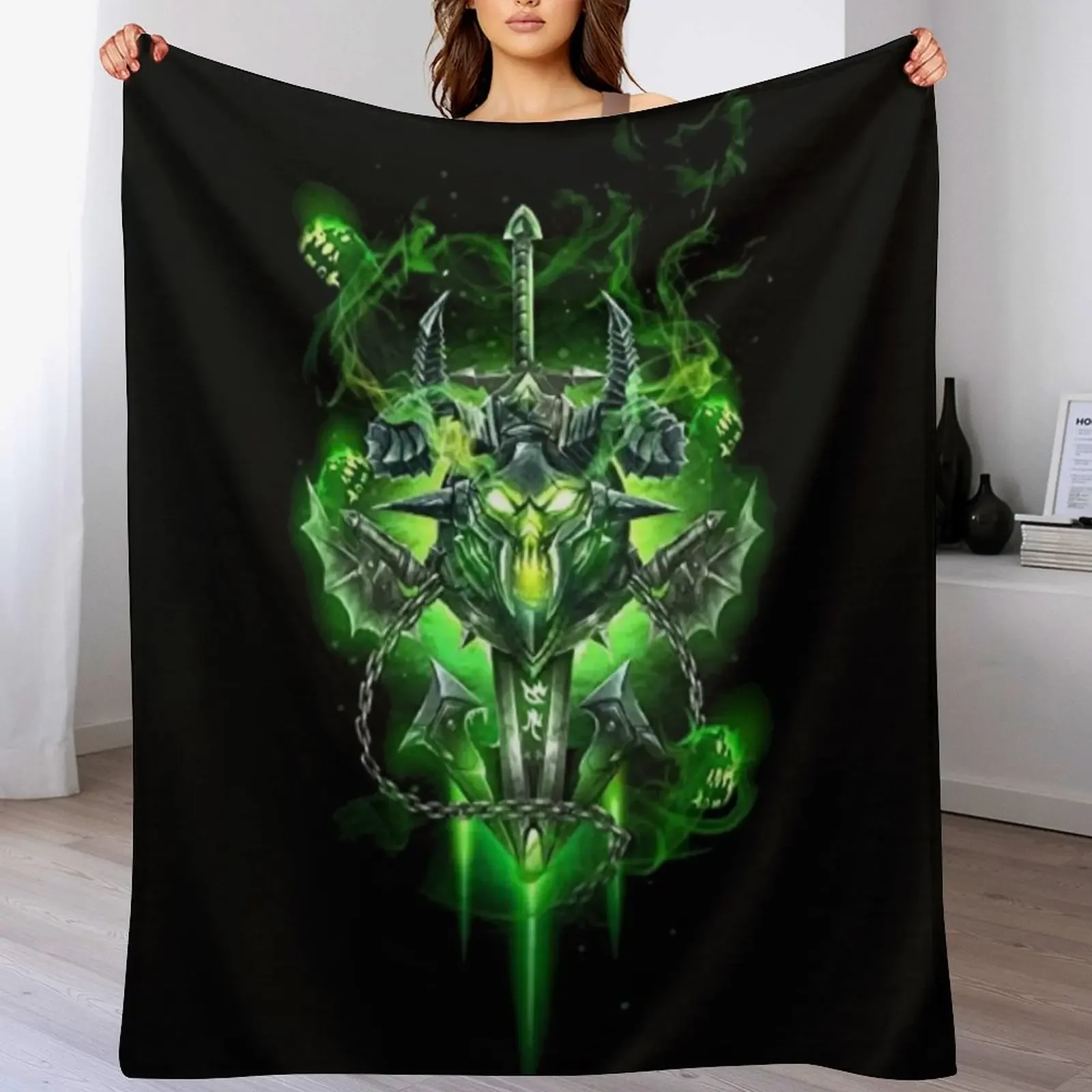 

Unholy Death Knight Design Throw Blanket Soft Sherpa Fleece Warm Blanket for Winter