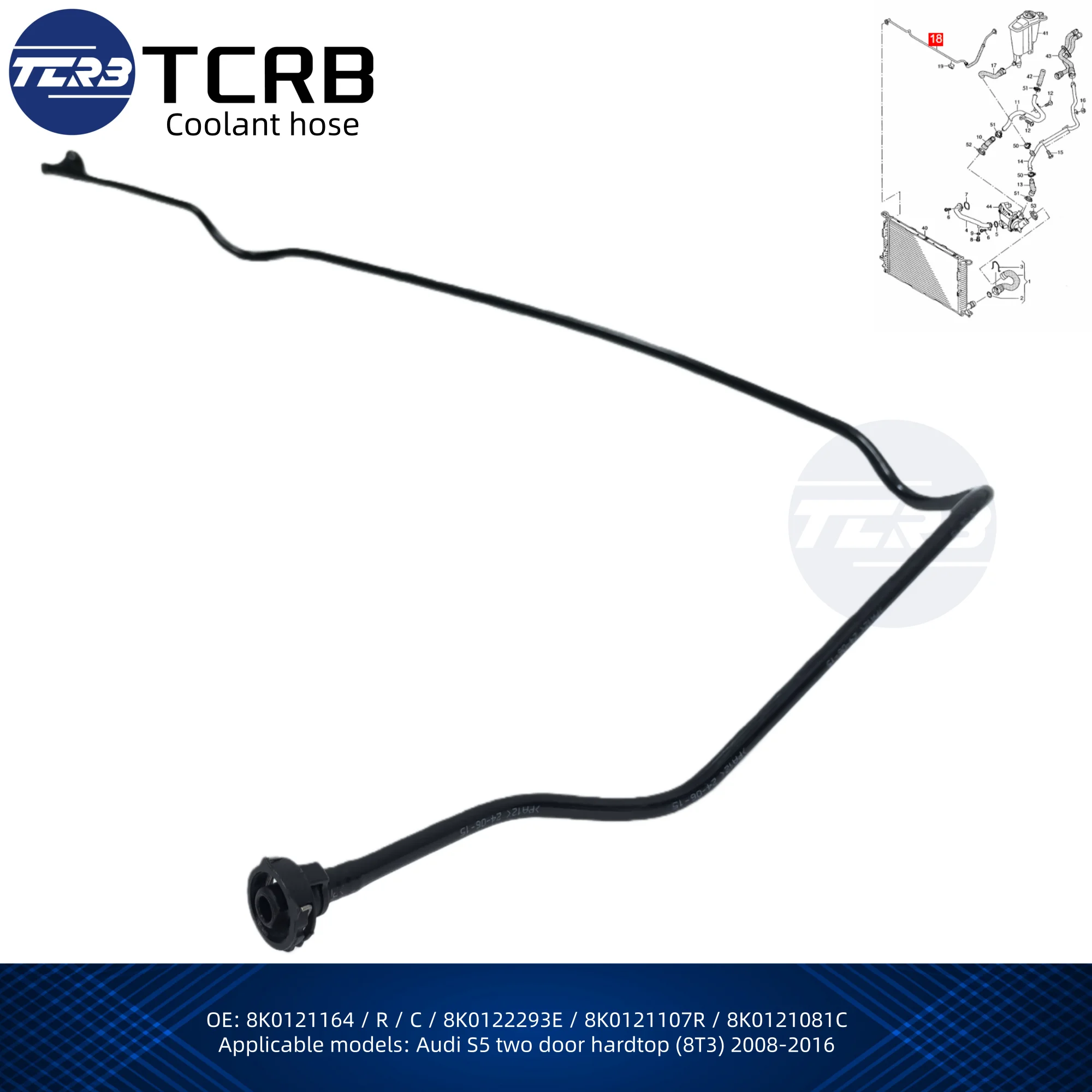 TCRB 8K0121164R New Water Pump Radiator Auxiliary Pipe (Rubber) For S5 4.2