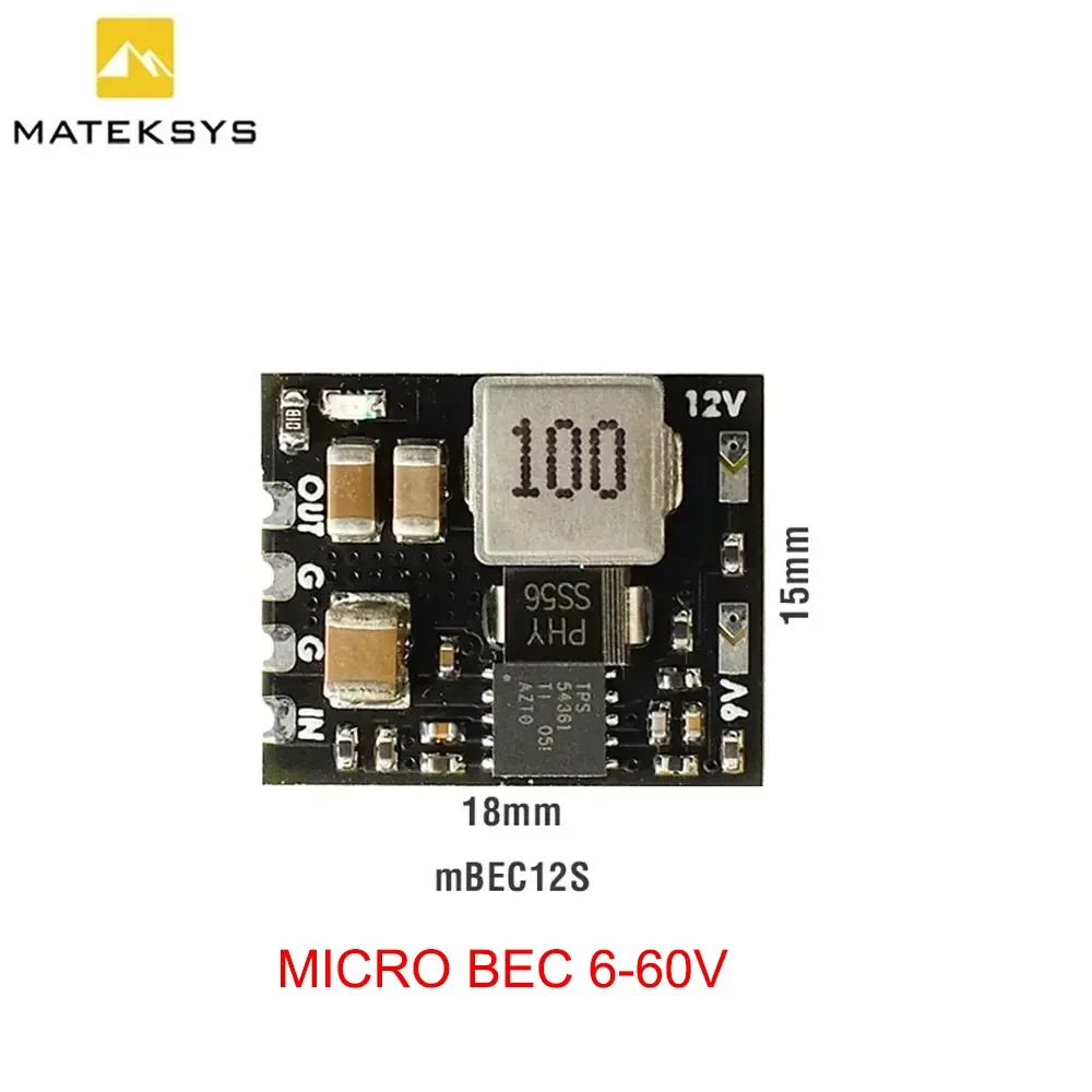 Mateksys mBEC12S Micro BEC Voltage Regulator 6-60V Input 5-12V Output Step Down Module For PX4 ArduPilot UAV RC Drone