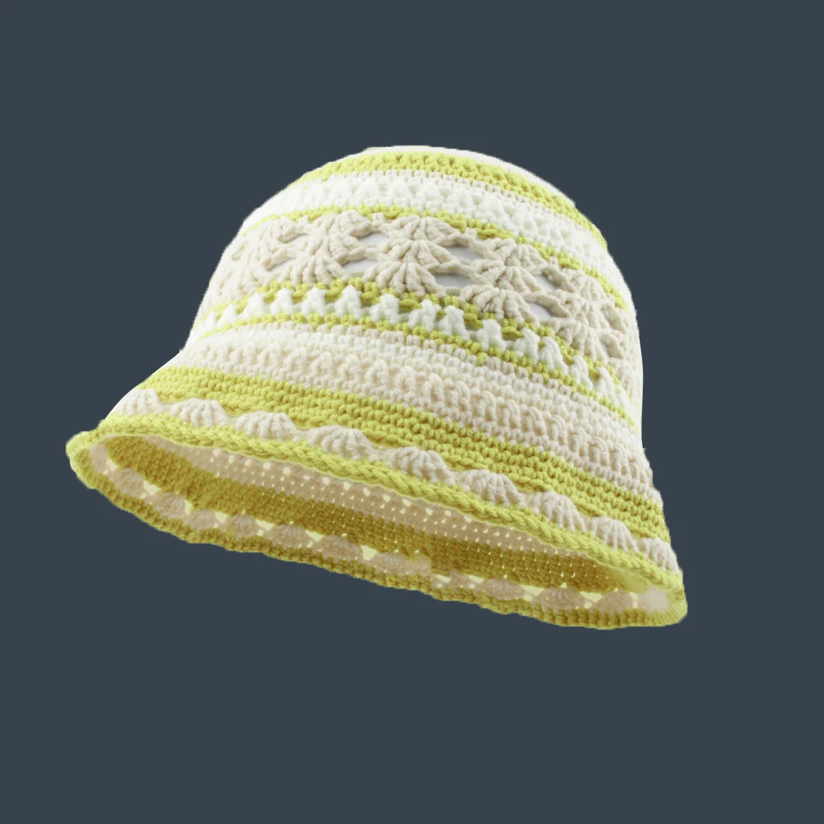 Women Crochet Bucket hat  Handmade  Summer Knit Hat Striped Beanie  Beach hat woman  designer luxury