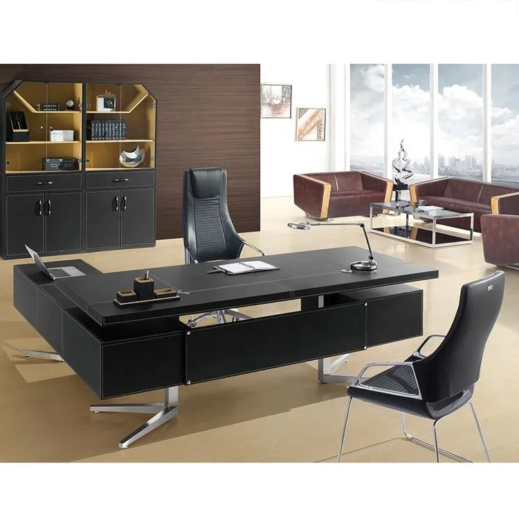 Morden Desk Office Table Boss Luxury Office Furniture Gray Chief Executive Table For Trading