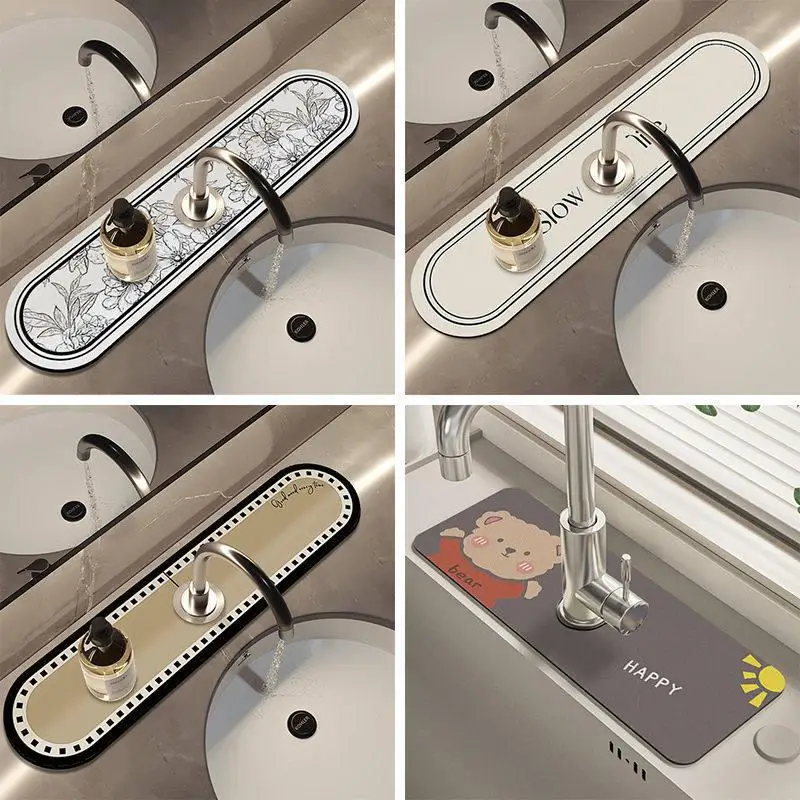 silica-mud-kitchen-sink-faucet-water-absorbent-cool-pad-10cm-narrow-pad-drain-mat-anti-splash-dirt-resistant-bathroom-mat