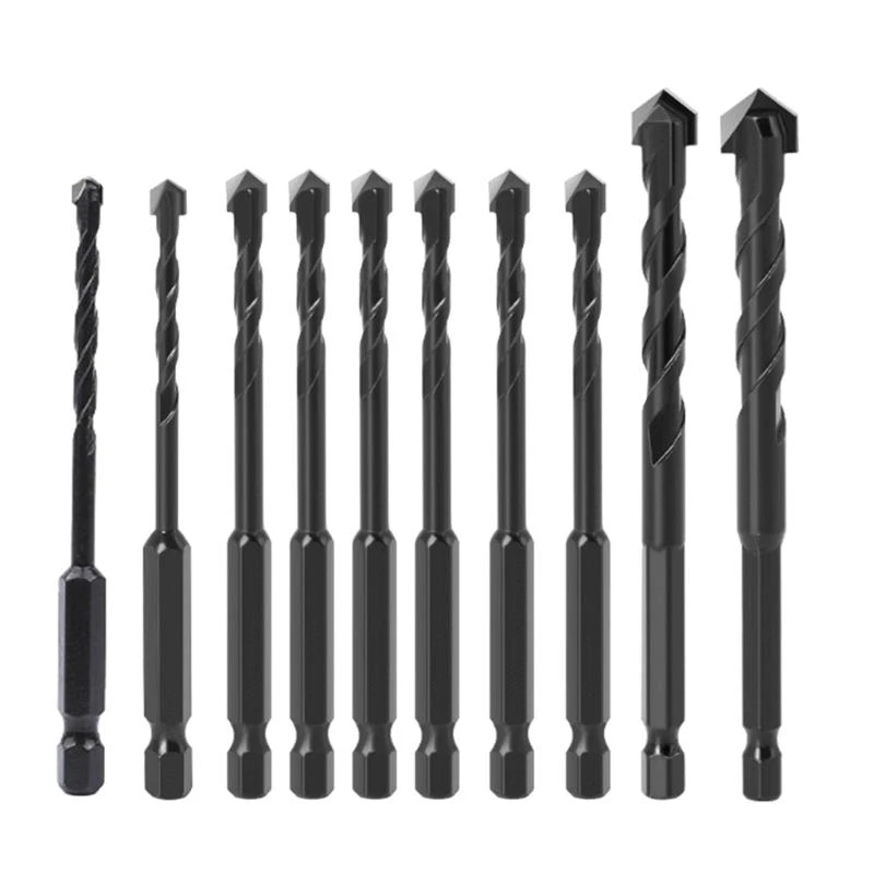 

10Pcs Hexagonal Drill Bits Multifunction Triangular Drill Bits For Glass