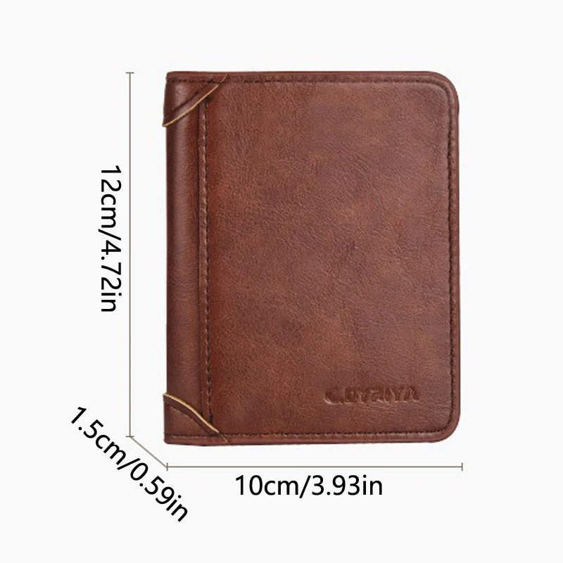 Men\'s wallet, wallet, integrated card bag, multifunctional vertical three fold leather wallet
