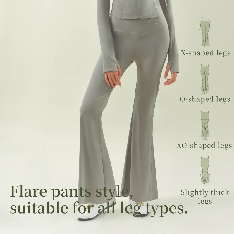 SUJIIN Yoga Flared Pants Women 2025 Autumn Mid Waist Slim Sports Pant Female Casual Highly Elastic Trousers Woman Clothing SK016