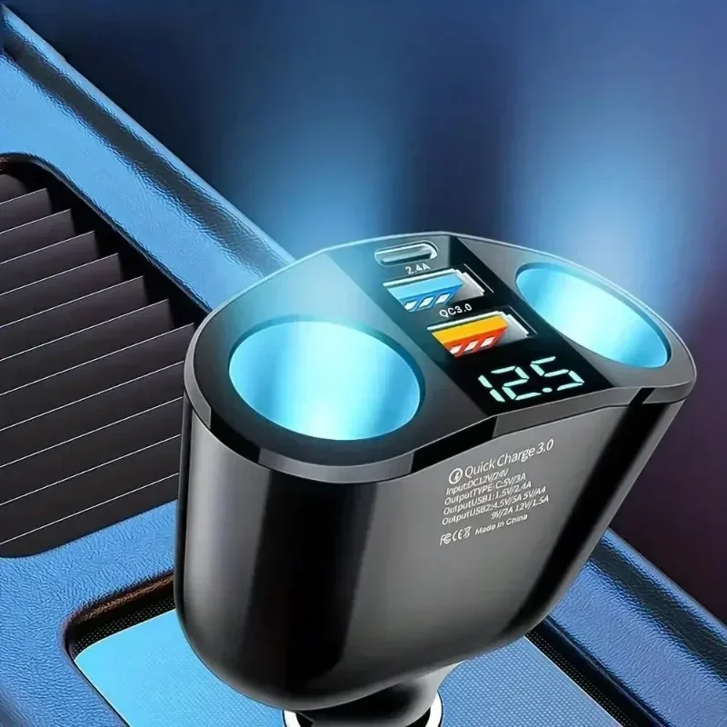 Ładowarka samochodowa Dual USB 120W Super Fast z funkcją 360 °   Porty USB typu C z obrotową konstrukcją do gniazda zapalniczki, akcesoria do wnętrza pojazdu.