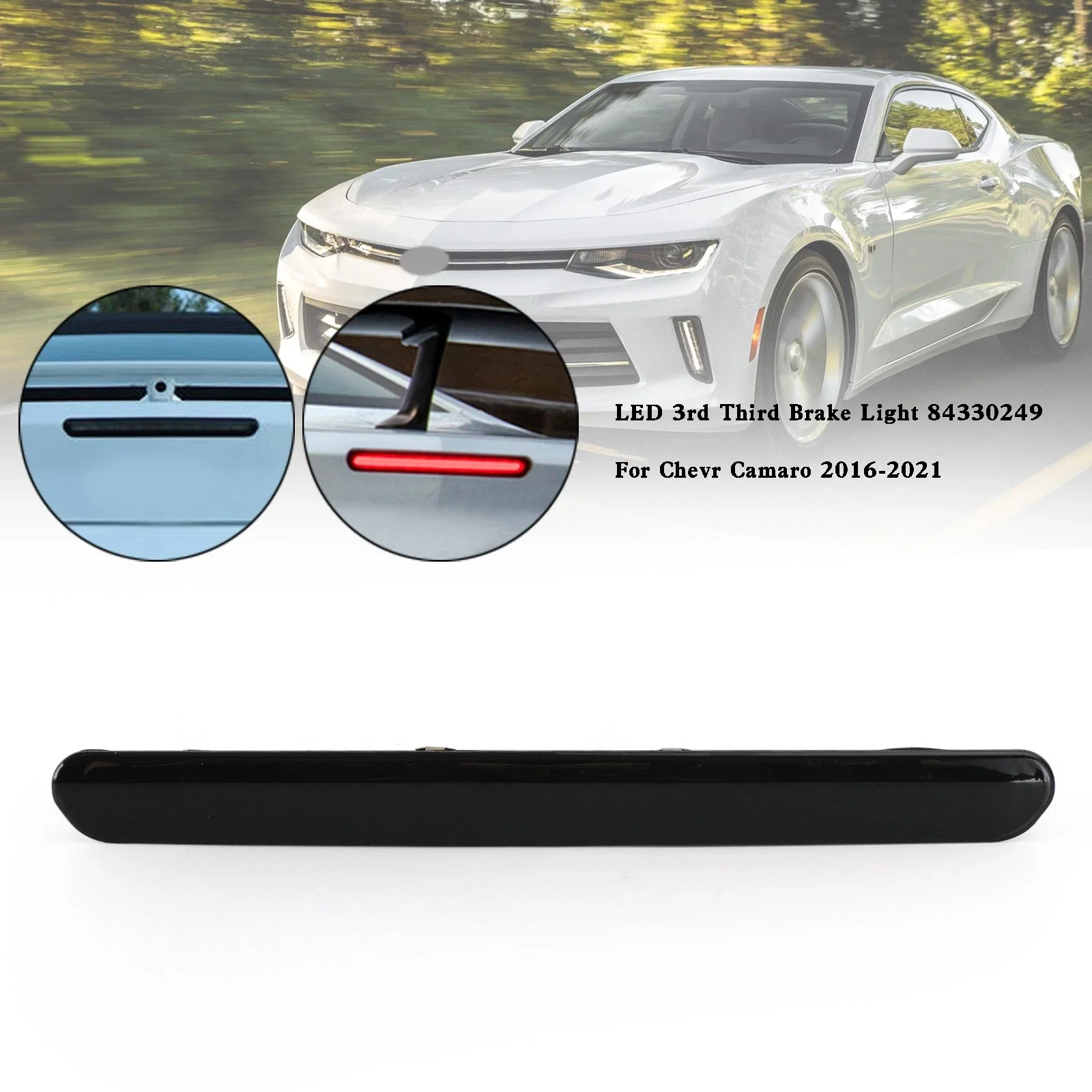 シボレー-カマロ-2016-2017-2018-2019-2020-スモークレッドled-3rdリアブレーキライト-ストップランプ-ハイマウントテールライト-oem：84330249