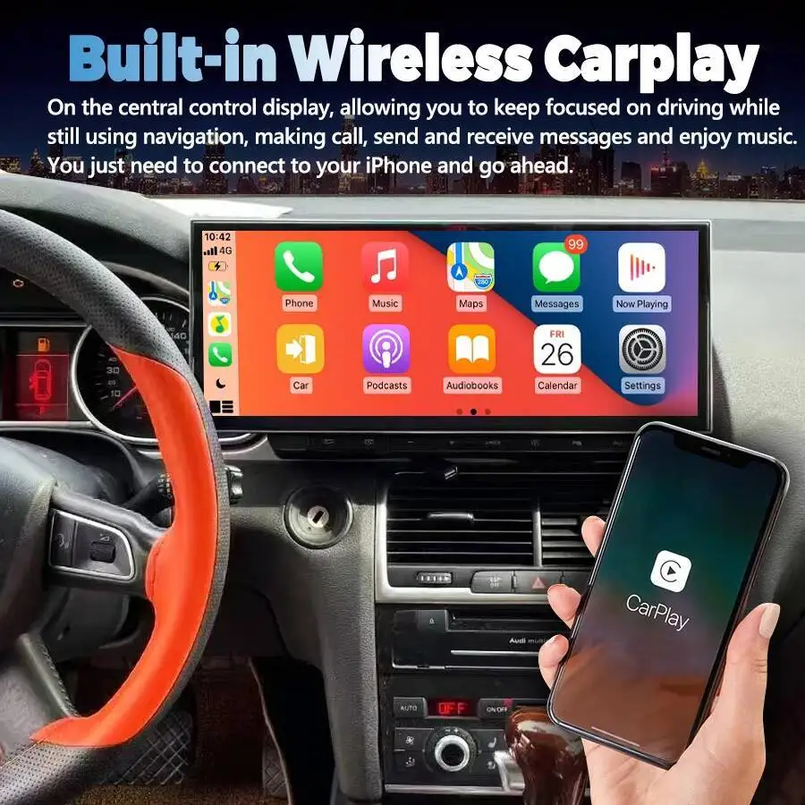Android 15 Stereo BT DSP For Audi A6 S6 RS6 Q7 SQ7 2005-2015 CarPlay Navigation Built-in360 QLED Screen New 15.8'' Car Radio GPS