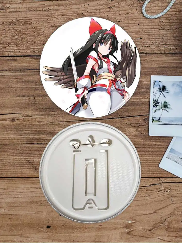 Nakoruru rimururu anime personagem jogo botão macio crachá broche âncora periféricos pino roupas 75mm personalizar moda berloque