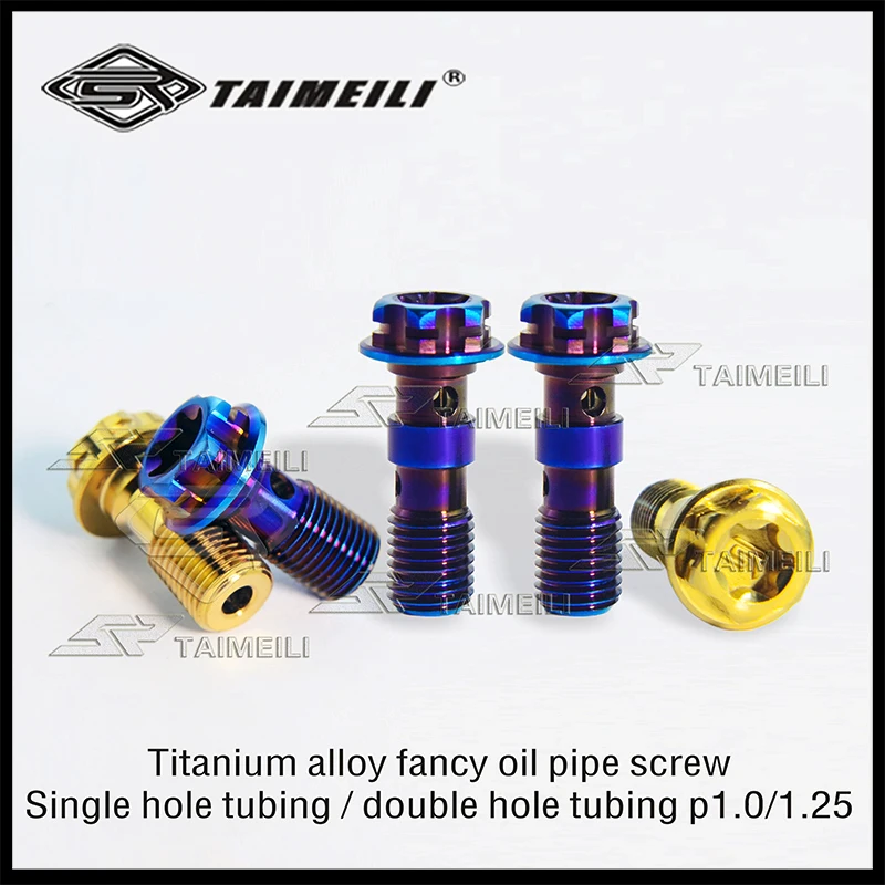 TAIMEILI 1pcs/ Motorcycle Brake Caliper Tubing M10 p1.0/1.25 Titanium Screws Fancy Bolts