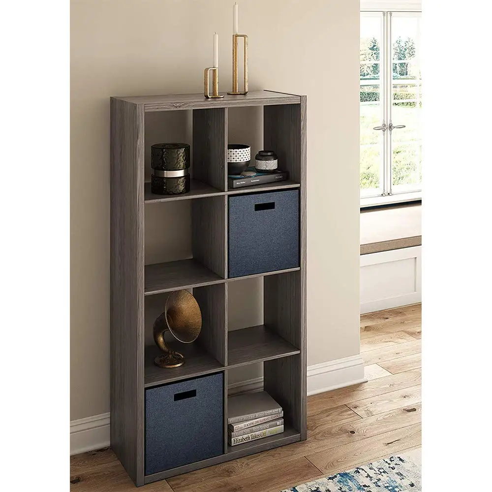 Open Back 8 Cube Storage Organizer Bookcase, Graphite Gray 2-Pack, Customized