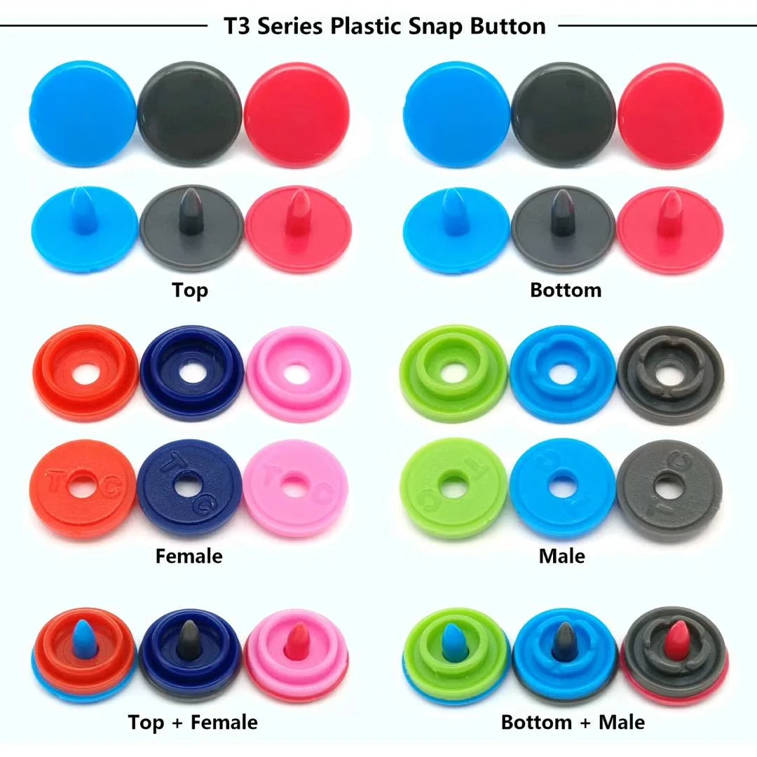 Cheap four parts 1414 PP snap fasteners 14mm 22L plastic snap buttons