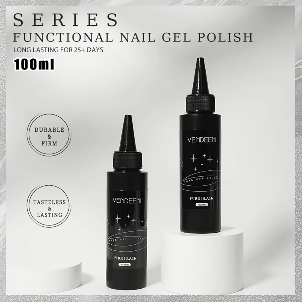 Vendeeni 100 ml vernis à ongles Gel noir pur Semi Permanent UV LED vernis Gel longue durée vernis Gel manucure qualité Salon