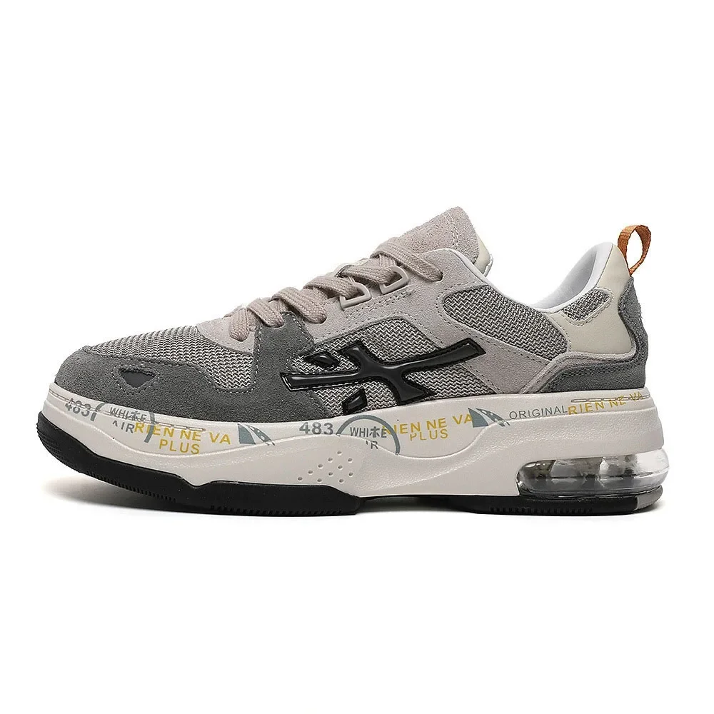 

Men Air Cushion Running Shoes Fashion Casual Microfiber Leather Fabric Breathable Height Increased Platform Shoes