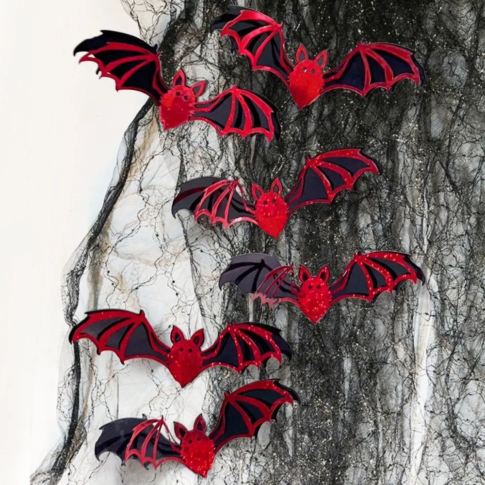 

Double Layer Halloween Bat Stickers DIY PVC Hollow Out Bat Wall Stickers Red Black 3D Wallpaper Decal Home Decoration