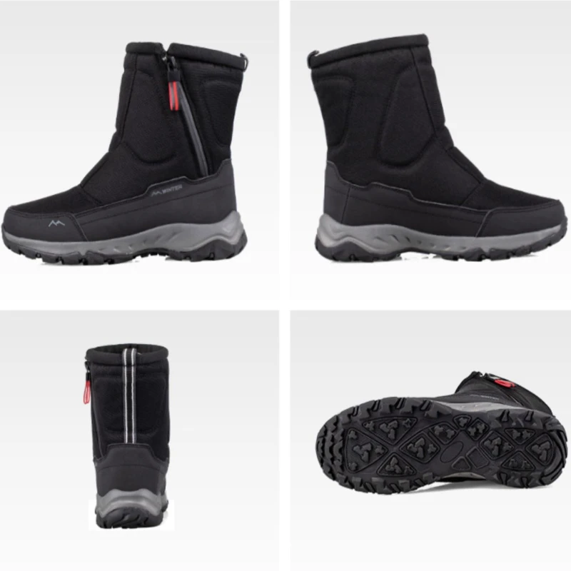 Winter Men's Snow Boots Thickened Cotton Wool Warm Anti Slip Waterproof Men's Short Boots Couple Anti-slip Zipper Cotton Shoes - Image 6