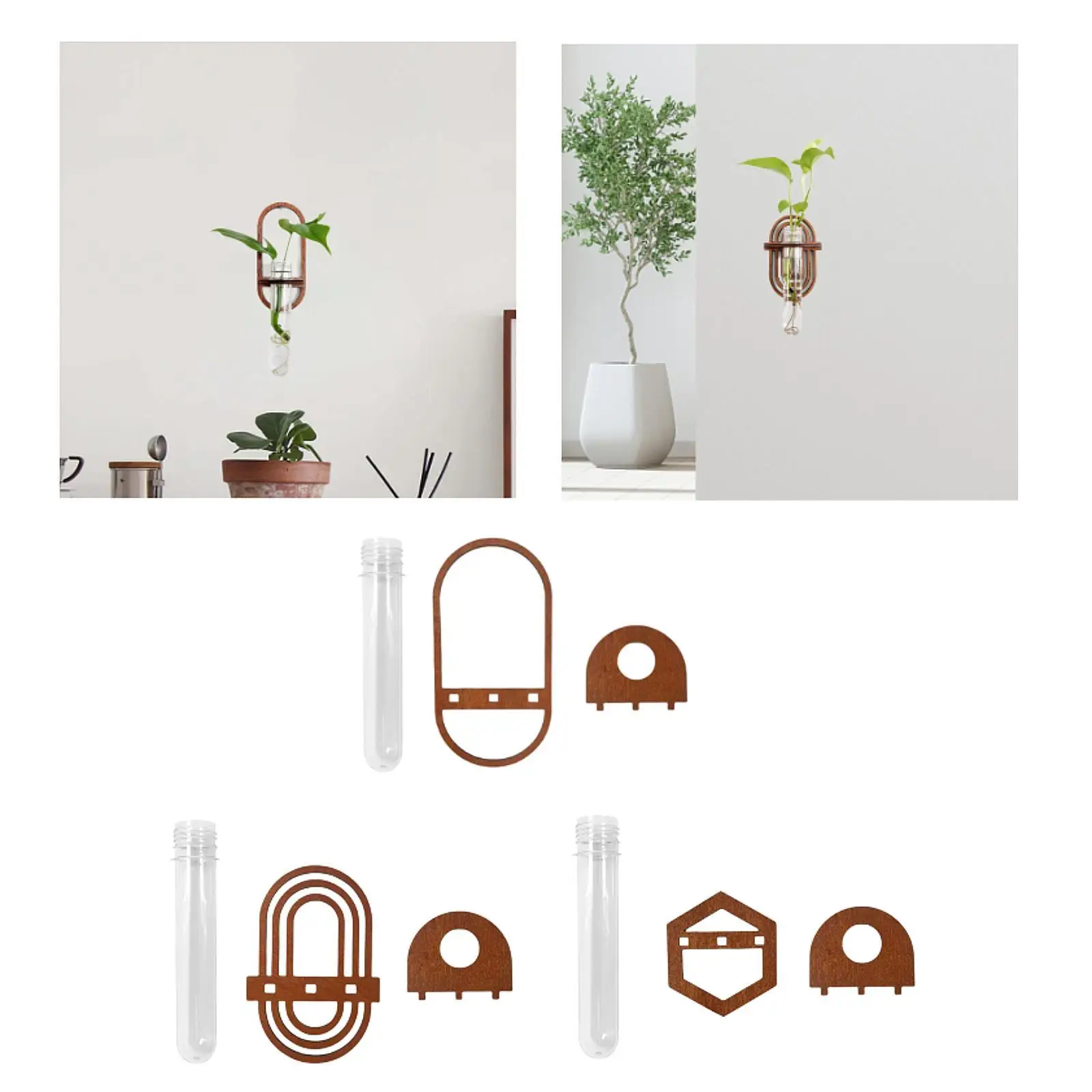 Test Tube Plant Propagation Station Wall Mount Wooden Hydroponic Vase Air Plant Cutting Holder Easy Install Home Decor