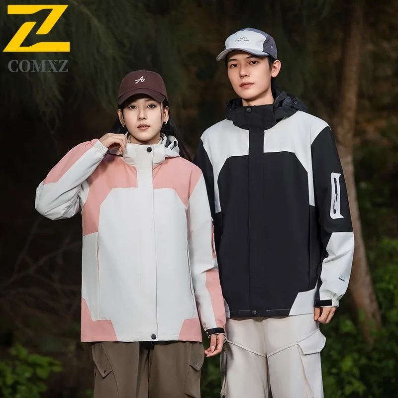 

COMXZ Thickened Hooded Mens Jacket Outdoor Rock Climbing Windproof Warm Parka Minimalist Design Travel Winter New Zipper Coat