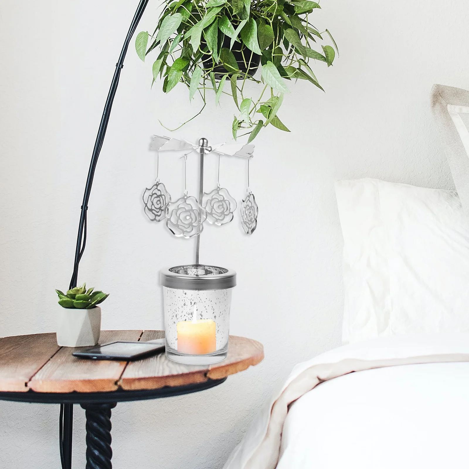 

1Pcs Rotating Holder Metal Carousel Candlestick Stand for Table Decor Dinner Wedding Party Home Living Room Ornament