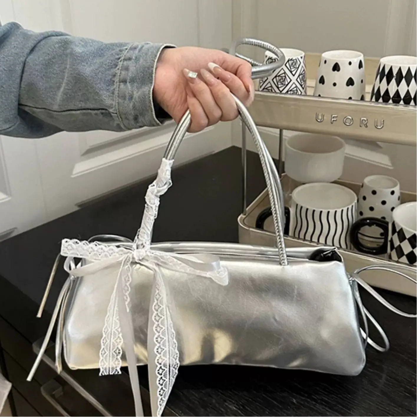 Korean Style Casual Underarm French Bread Bag Ballet Wind Single Shoulder Women's Bag Fashionable And Versatile Hobo Handbag