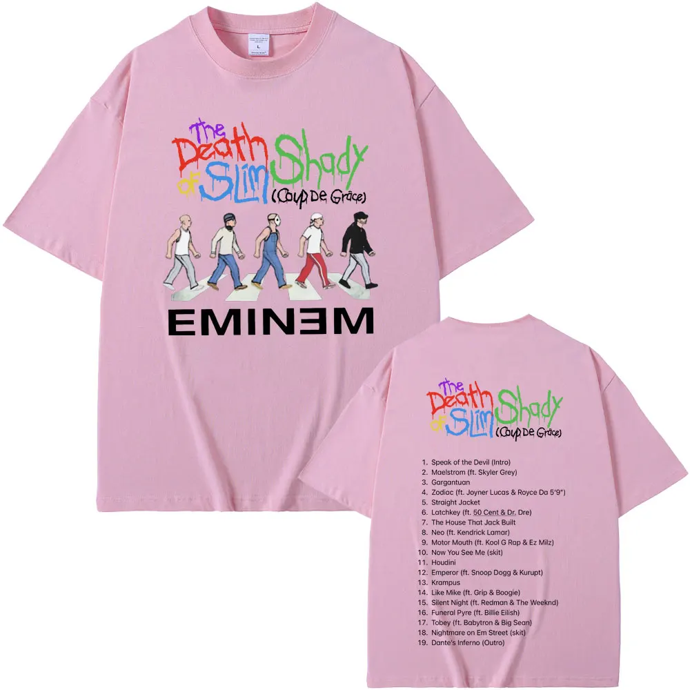 الرجال والنساء القطن المتضخم تي شيرت ، ذكر خمر الموضة ، وفاة ظليل ضئيلة ، مغني الراب ايمينيم ، محدودة ، الهيب هوب