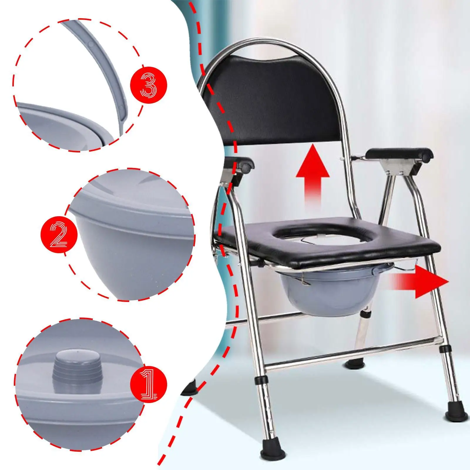 

Chamber Pot with Lid Easy Clean Commode Potty for Children Men Women Indoor