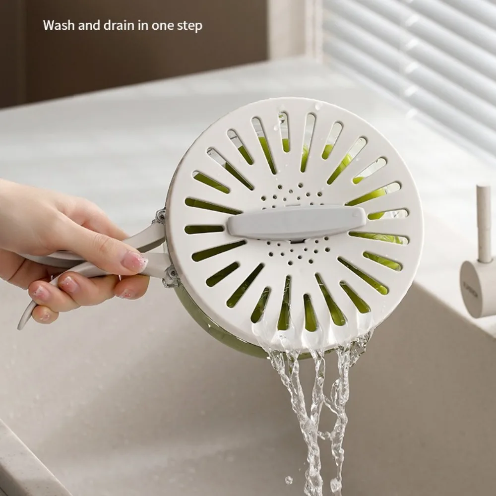 

Folding Handle Rice Washing Drain Basket Multi-function 2 In 1 Water-Filtering Basin Plastic with Lid Fruit Strainer for Home