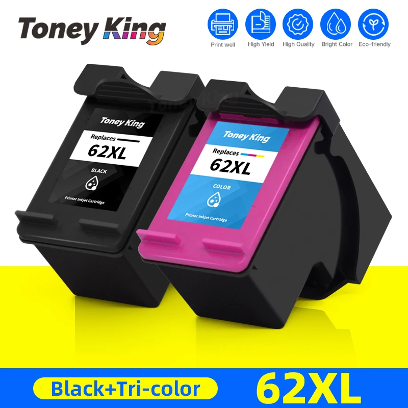 TONEY KING kompatybilny wkład z atramentem dla HP62 62XL dla HP zazdrości 5640 5660 7640 5540 5545 5546 5548 5740 Officejet 5741 5742 200