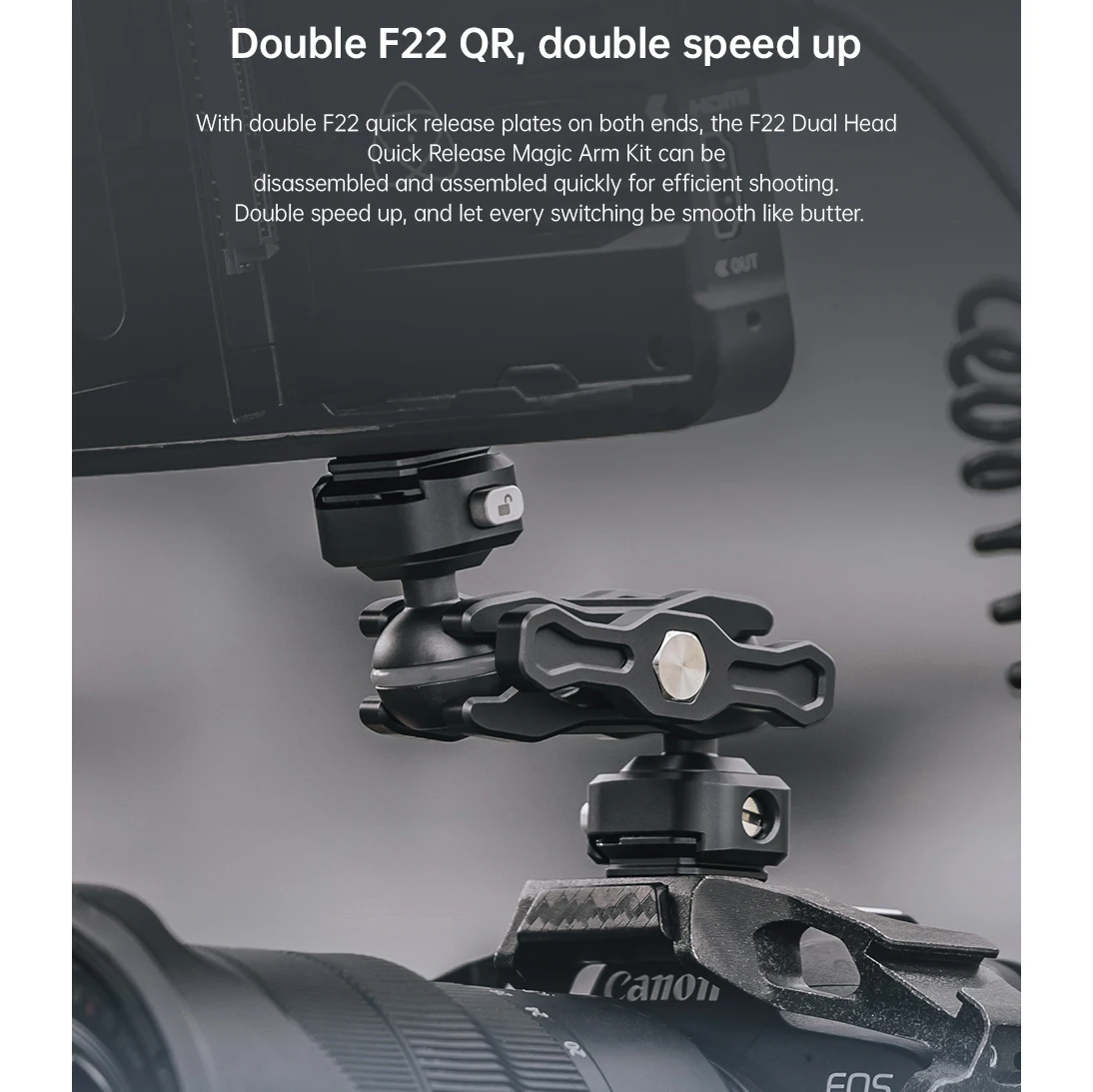 FALCAM F22 Dual Head Quick Release Magic Arm Kit with Universal Ball Head Dual 1/4