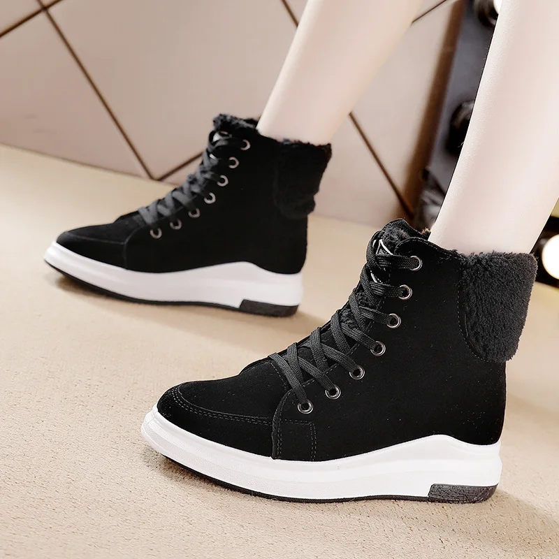 Platform Women\'s Shoes Winter Women Sneakers Warm Fur Plush Lady Casual Shoes Lace-up Fashion Woman Chunky Sneaker tenis femme